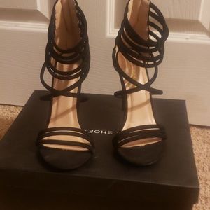 Black strappy heels